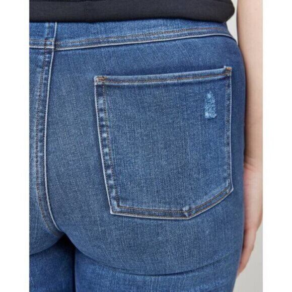 NWT SPANX Distressed High Rise Ankle Denim Legging XS Medium Wash - Picture 4 of 12